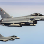 Typhoon aircraft in flight. the type that could enforce a no fly zone (NFZ)